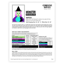 Load image into Gallery viewer, Monster Mugshots: Witch Mini Quilt Pattern with Bonus Pillow Option