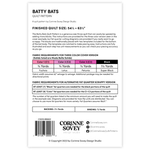 PRINTED Batty Bats Quilt Pattern
