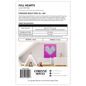 PRINTED Full Hearts Quilt Pattern