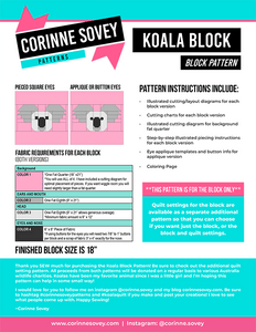 Koala Block PDF Pattern