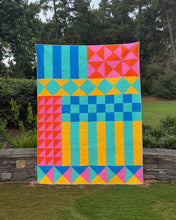 Load image into Gallery viewer, Color Block Kaleidoscope Fabric Kit - Bubblegum Summer Colorway
