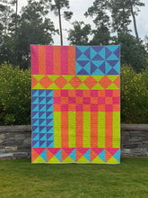 Load image into Gallery viewer, Color Block Kaleidoscope Fabric Kit - Retro Pop Colorway
