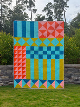 Load image into Gallery viewer, Color Block Kaleidoscope Fabric Kit - Succulent Garden Colorway
