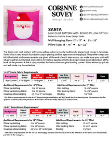 Santa Mini Quilt PDF Pattern with Bonus Pillow Option - 2 Sizes!