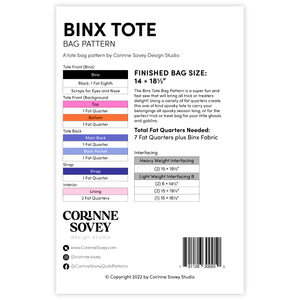 PRINTED Binx Tote Bag Pattern